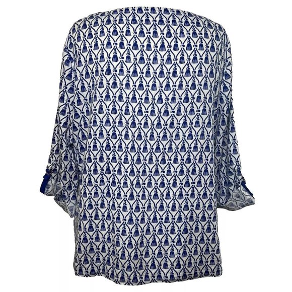 Charter Club Women Tunic Top XL Blue Linen Nautical Coastal Beachy Quiet Luxury - Picture 5 of 8